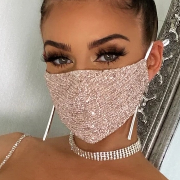 Sparkle Sequin face mask Rose Gold - Picture 1 of 3